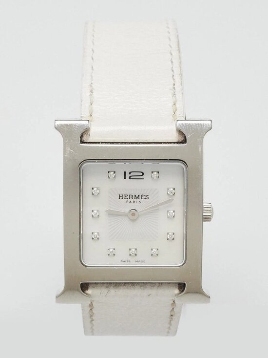 Hermes 34mm Stainless Steel and Diamond \'H\' Heure Large Model Watch H11.801 main image 6